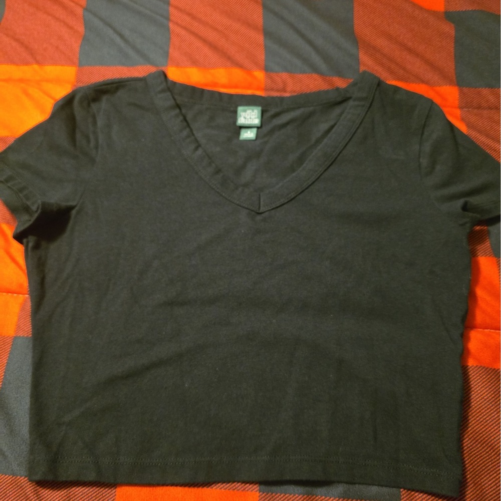 Wild Fable V-Neck Juniors Black Crop Top Adult Small